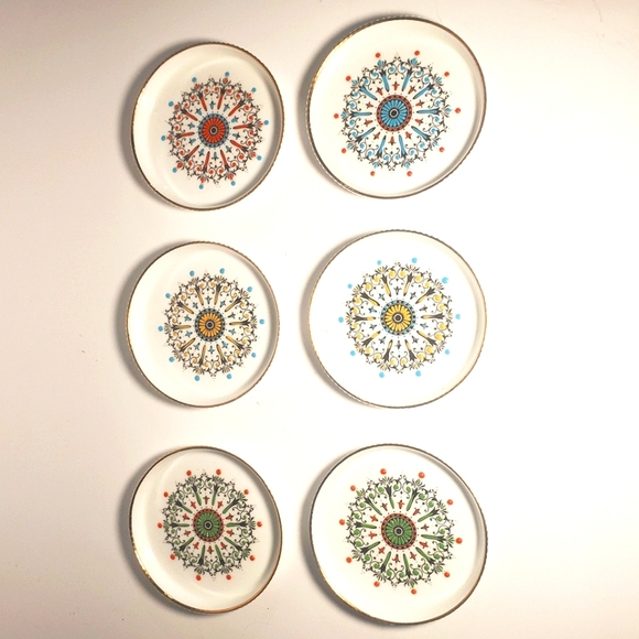 ROYAL WORCESTER Set of Six Bone China Decorative Coasters with Medallion Pattern - Picture 10 of 10